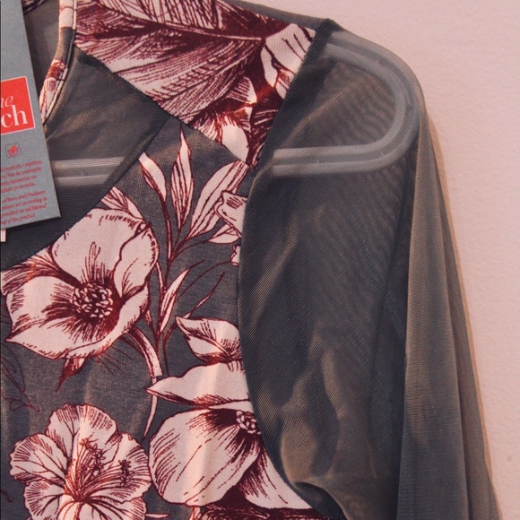 Floral Bodysuit With Mesh Sleeves - Picture 2 of 3